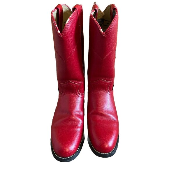 Justin Basics JBL3007 Men's Red Faux Leather Western Cowboy Boots Size 7 B *note - Picture 2 of 7